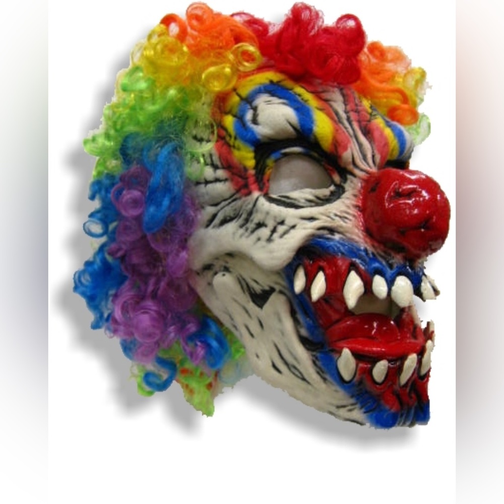 Vintage Rare Y2K Halloween Killer Clown Rainbow Hair Mask Be Something Studios
